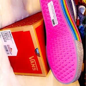 Rainbow sparkle vans 7.5